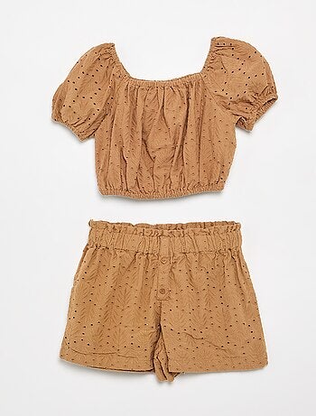 Ensemble brodé 2 pièces - short + blouse