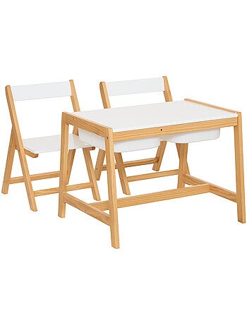 Ensemble bureau et 2 chaises pour enfant en pin BAKO