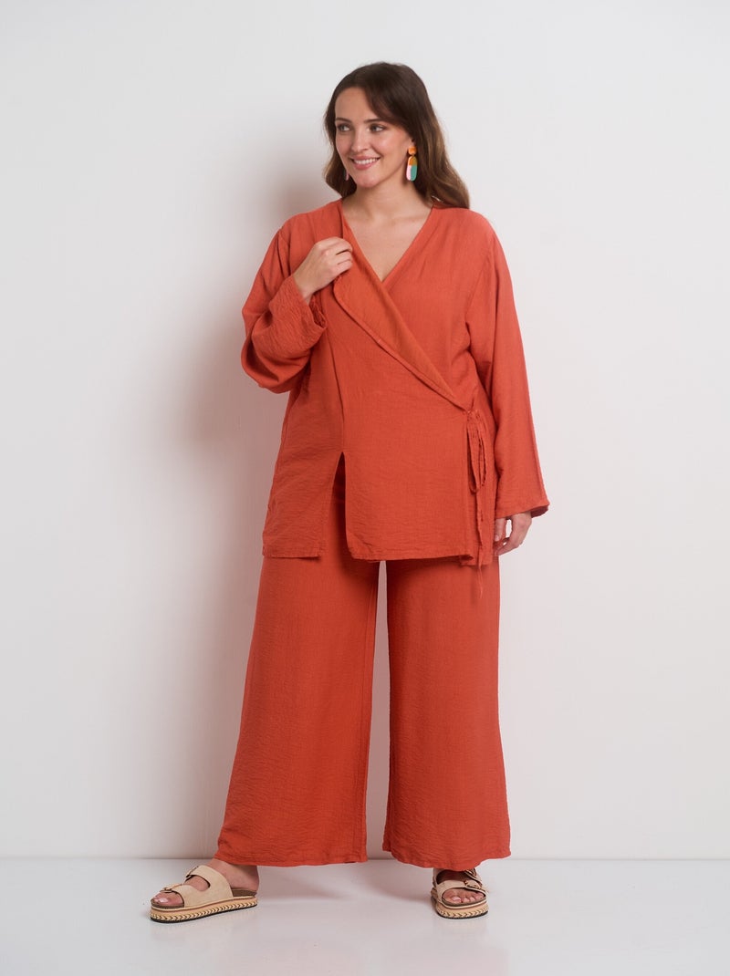 Ensemble cache-coeur et pantalon large Marron clair - Kiabi