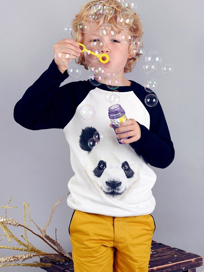 Ensemble Cadeau pour   Sweat Panda + Pantalon Velours  - 'LA FAUTE A VOLTAIRE' Noir Jaune Blanc - Kiabi