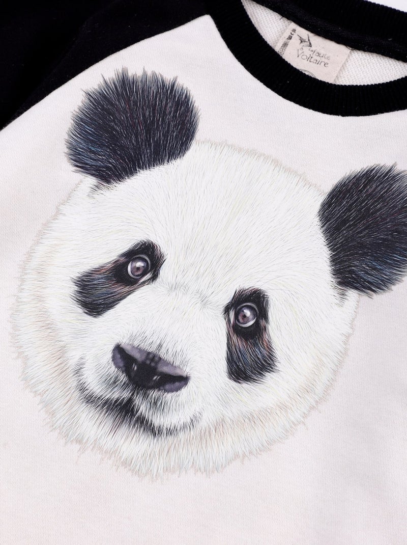 Ensemble Cadeau pour   Sweat Panda + Pantalon Velours  - 'LA FAUTE A VOLTAIRE' Noir Jaune Blanc - Kiabi