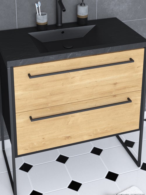 Ensemble caisson à tiroirs vasque et miroir simple - Kiabi