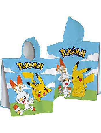 Ensemble Cape de bain et Drap de plage imprimés 100% Coton, POKEMON GRASS ET PORT