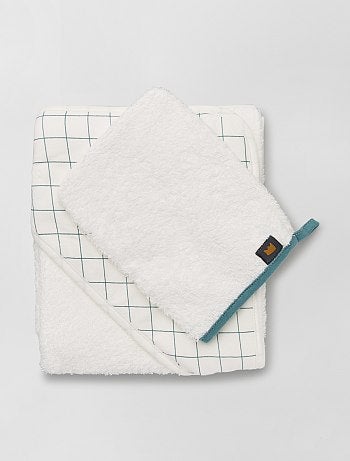 Ensemble cape de bain + gant de toilette