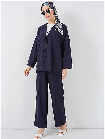 Bdart ensemble cardigan à col en v et pantalon à jambes larges