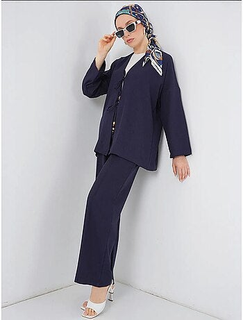 Bdart ensemble cardigan à col en v et pantalon à jambes larges