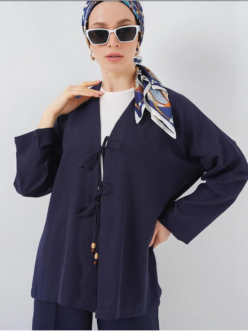 Ensemble cardigan à col en v et pantalon à jambes larges bdart Bleu marine - Kiabi