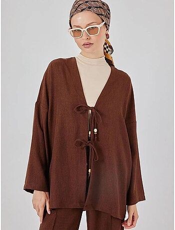 Ensemble cardigan à col en v et pantalon à jambes larges bdart