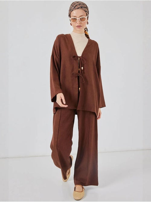 Ensemble cardigan à col en v et pantalon à jambes larges bdart - Kiabi Ensemble cardigan à col en v et pantalon à jambes larges bdart - Kiabi
