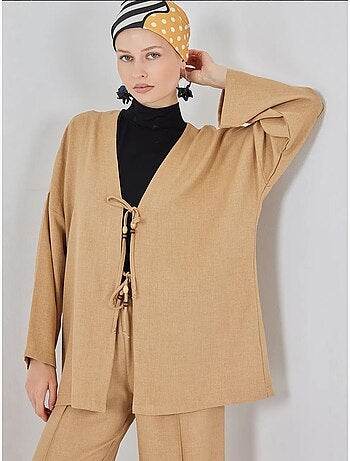 Ensemble cardigan à col en v et pantalon à jambes larges bdart