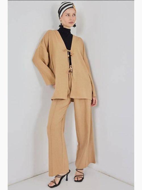 Ensemble cardigan à col en v et pantalon à jambes larges bdart - Kiabi Ensemble cardigan à col en v et pantalon à jambes larges bdart - Kiabi