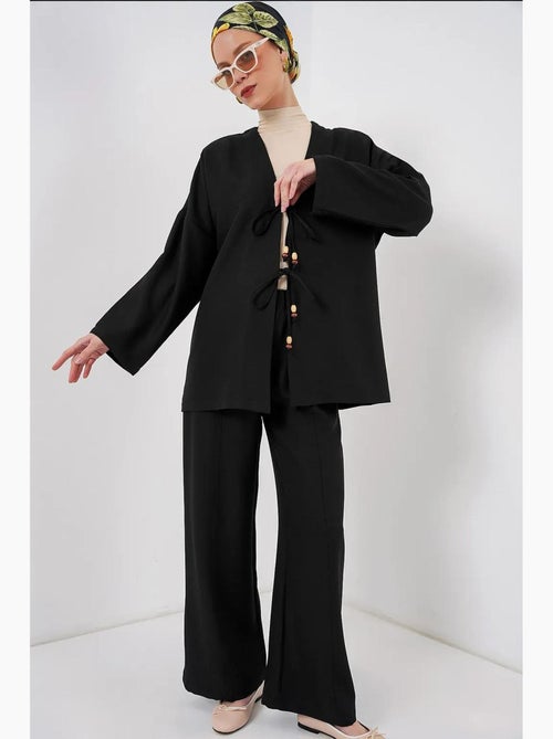 Ensemble cardigan à col en v et pantalon à jambes larges bdart - Kiabi Ensemble cardigan à col en v et pantalon à jambes larges bdart - Kiabi