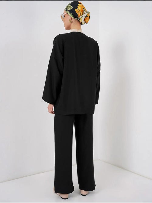 Ensemble cardigan à col en v et pantalon à jambes larges bdart - Kiabi Ensemble cardigan à col en v et pantalon à jambes larges bdart - Kiabi