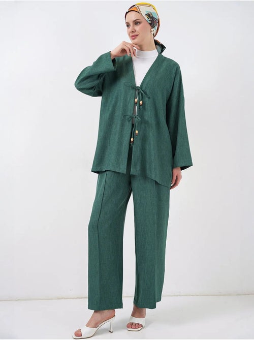 Ensemble cardigan à col en v et pantalon à jambes larges bdart - Kiabi