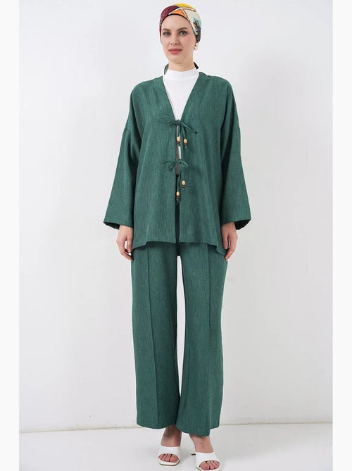 Ensemble cardigan à col en v et pantalon à jambes larges bdart - Kiabi
