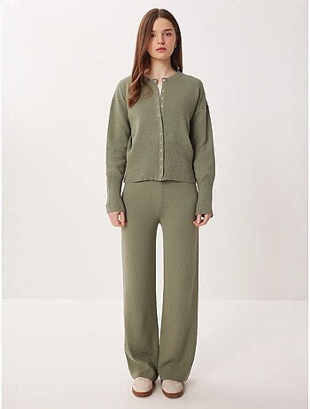 Ensemble cardigan boutonné et pantalon large en maille côtelée istanbul