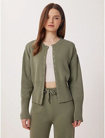 Ensemble cardigan boutonné et pantalon large en maille côtelée istanbul