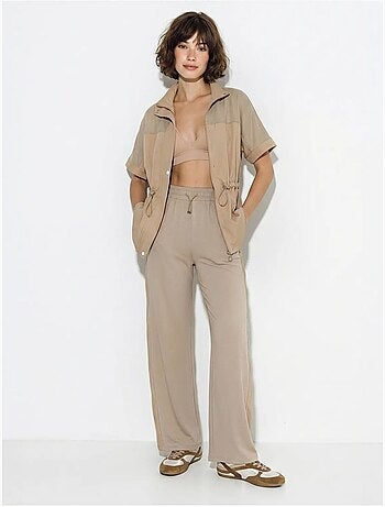Ensemble cardigan et pantalon large uni lucci
