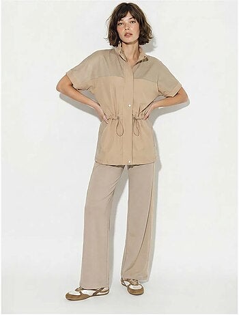 Ensemble cardigan et pantalon large uni lucci