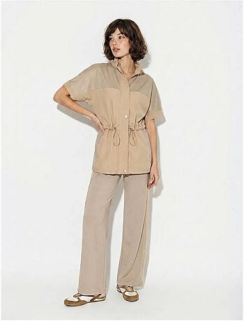 Ensemble cardigan et pantalon large uni lucci
