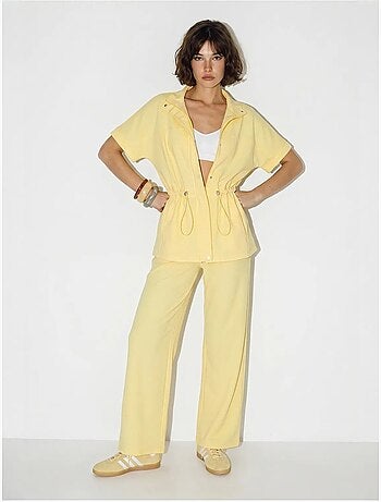 Ensemble cardigan et pantalon large uni lucci