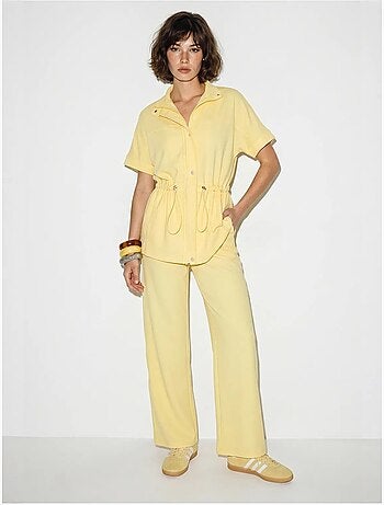 Ensemble cardigan et pantalon large uni lucci