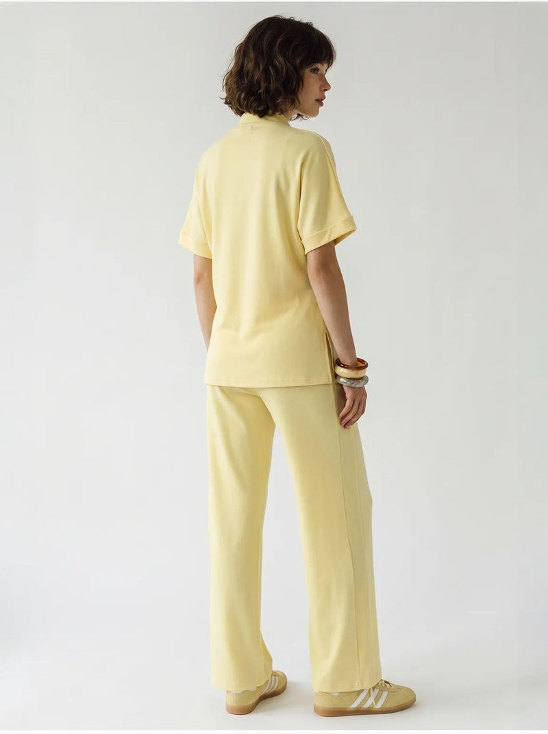 Ensemble cardigan et pantalon large uni lucci Jaune citron - Kiabi