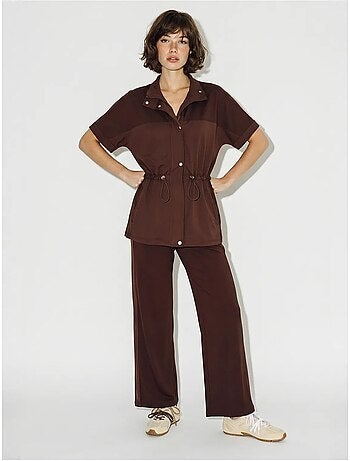 Ensemble cardigan et pantalon large uni lucci