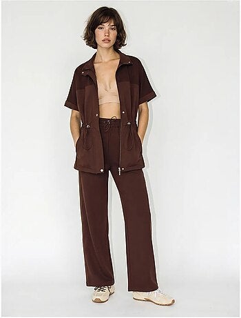 Ensemble cardigan et pantalon large uni lucci