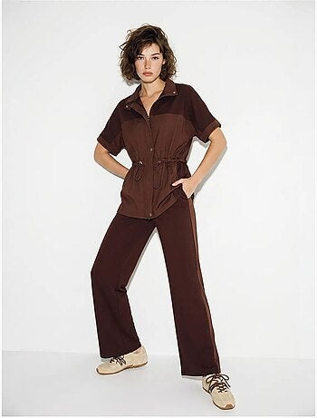 Ensemble cardigan et pantalon large uni lucci