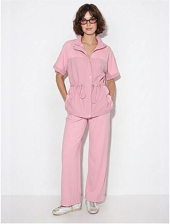 Ensemble cardigan et pantalon large uni lucci