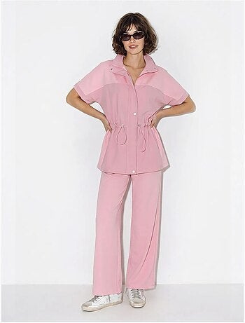 Ensemble cardigan et pantalon large uni lucci