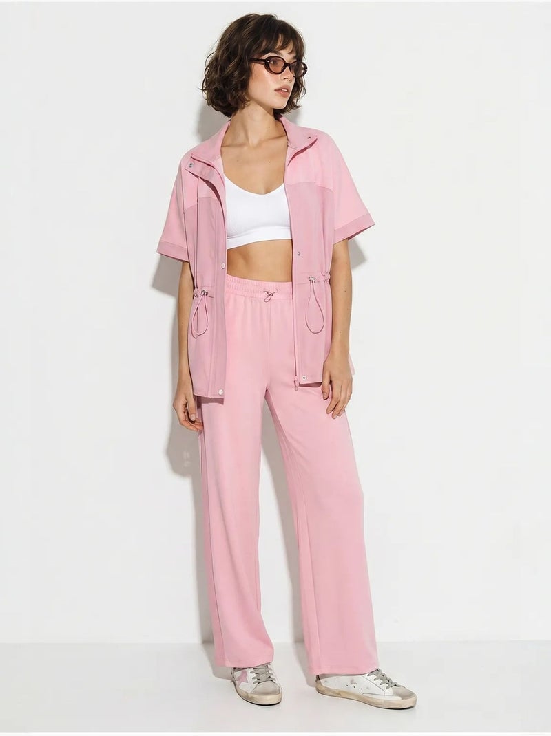 Ensemble cardigan et pantalon large uni lucci Rose - Kiabi