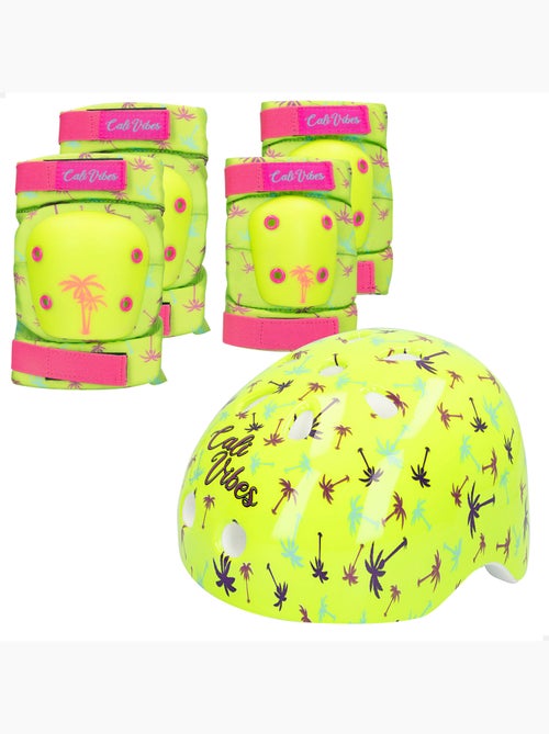 Ensemble casque, coudières et genouillères jaune fluo cb riders - Kiabi