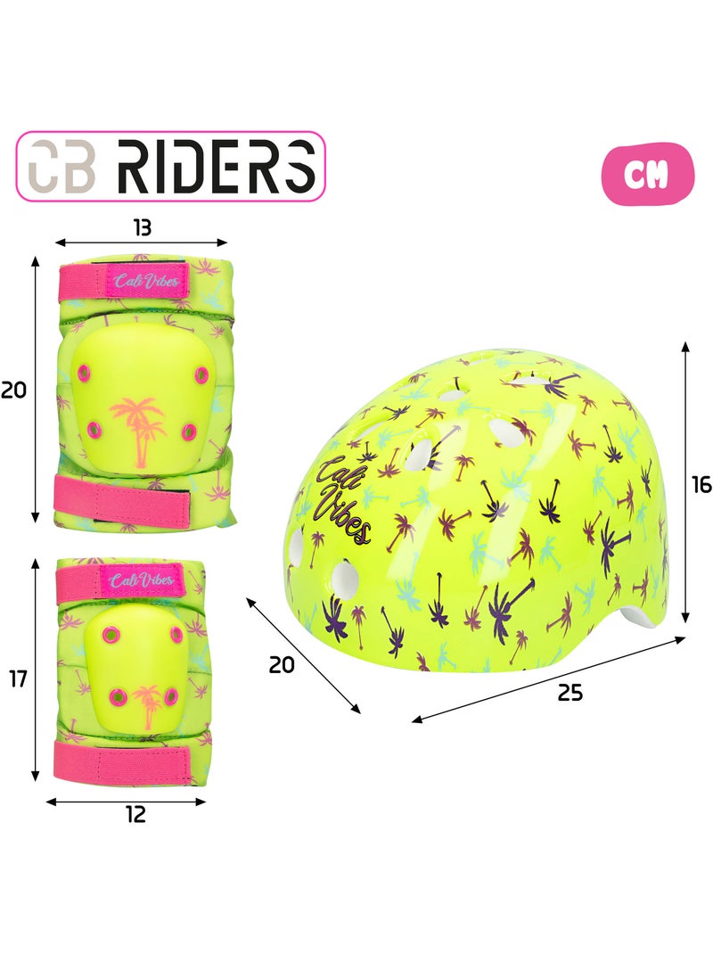 Ensemble casque, coudières et genouillères jaune fluo cb riders N/A - Kiabi