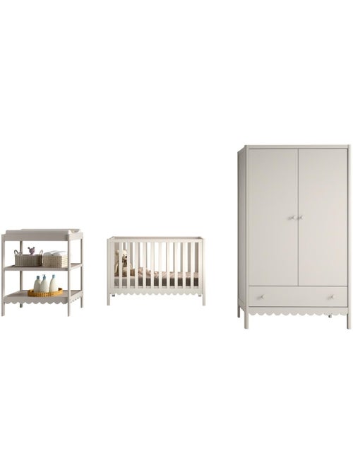 Ensemble chambre swingo lit bébé 60x120 + table à langer + armoire 2 portes clay - Kiabi Ensemble chambre swingo lit bébé 60x120 + table à langer + armoire 2 portes clay - Kiabi