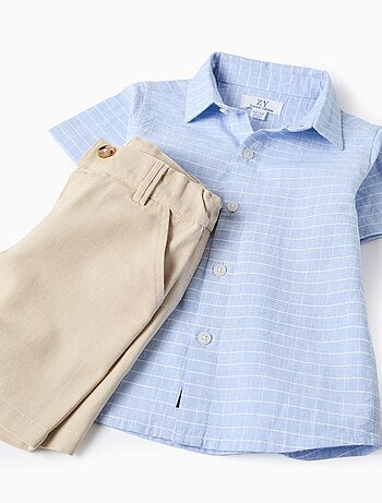 Ensemble chemise à manches courtes et short en coton