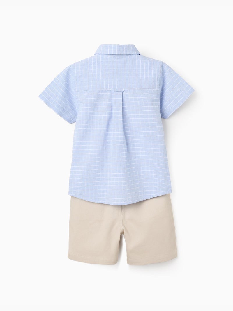 Ensemble chemise à manches courtes et short en coton Beige clair - Kiabi