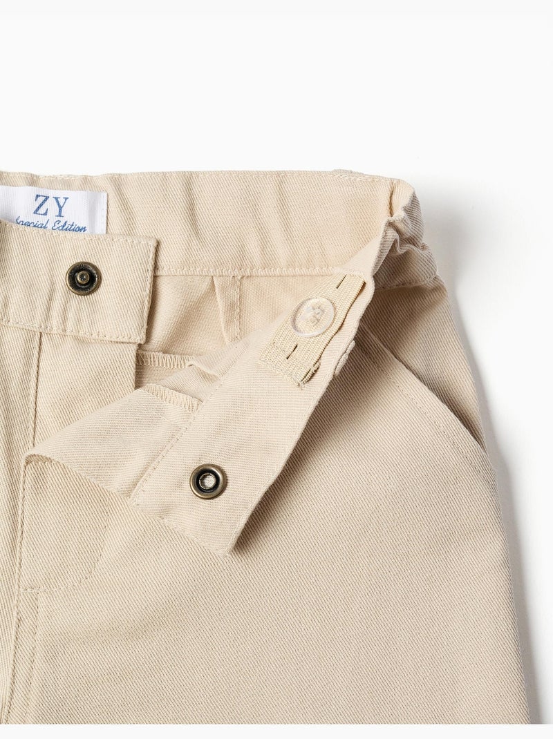 Ensemble chemise à manches courtes et short en coton Beige clair - Kiabi