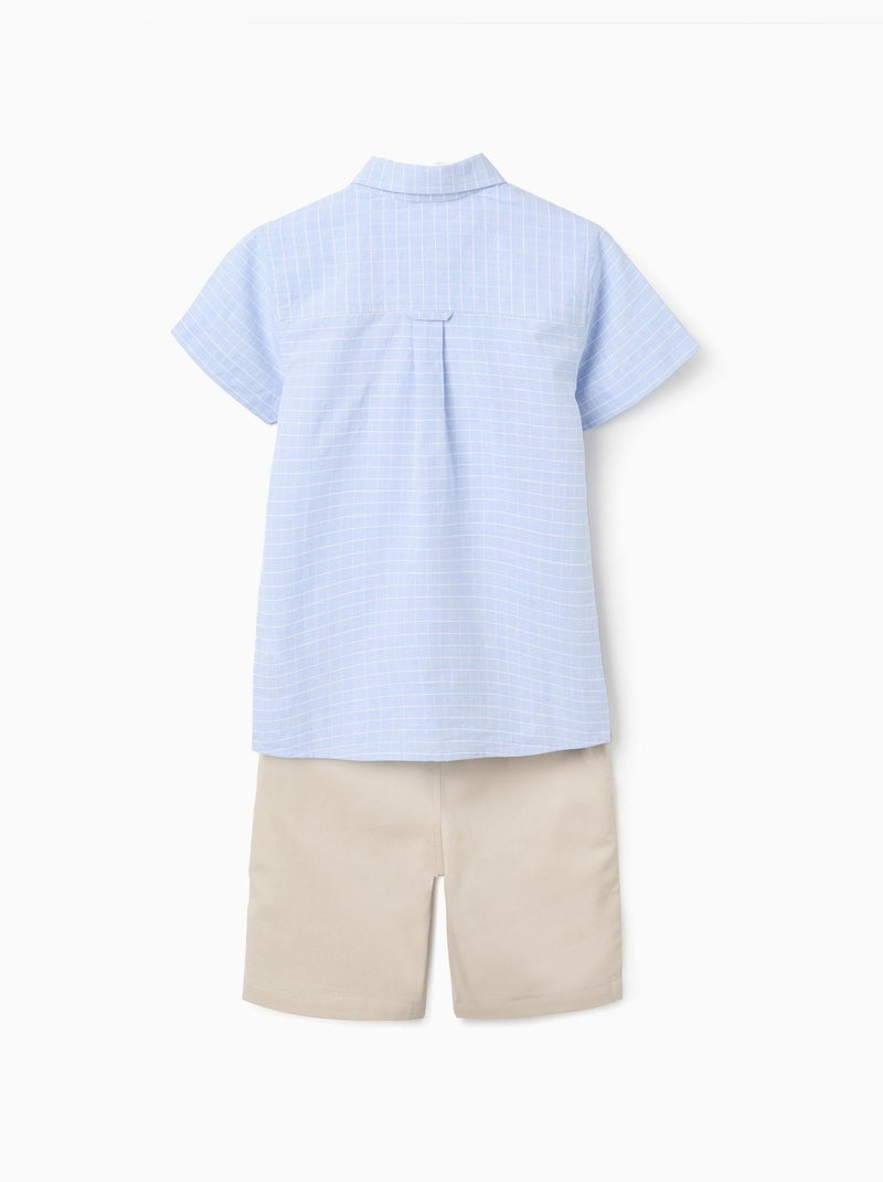 Ensemble chemise à manches courtes et short en coton Beige clair - Kiabi