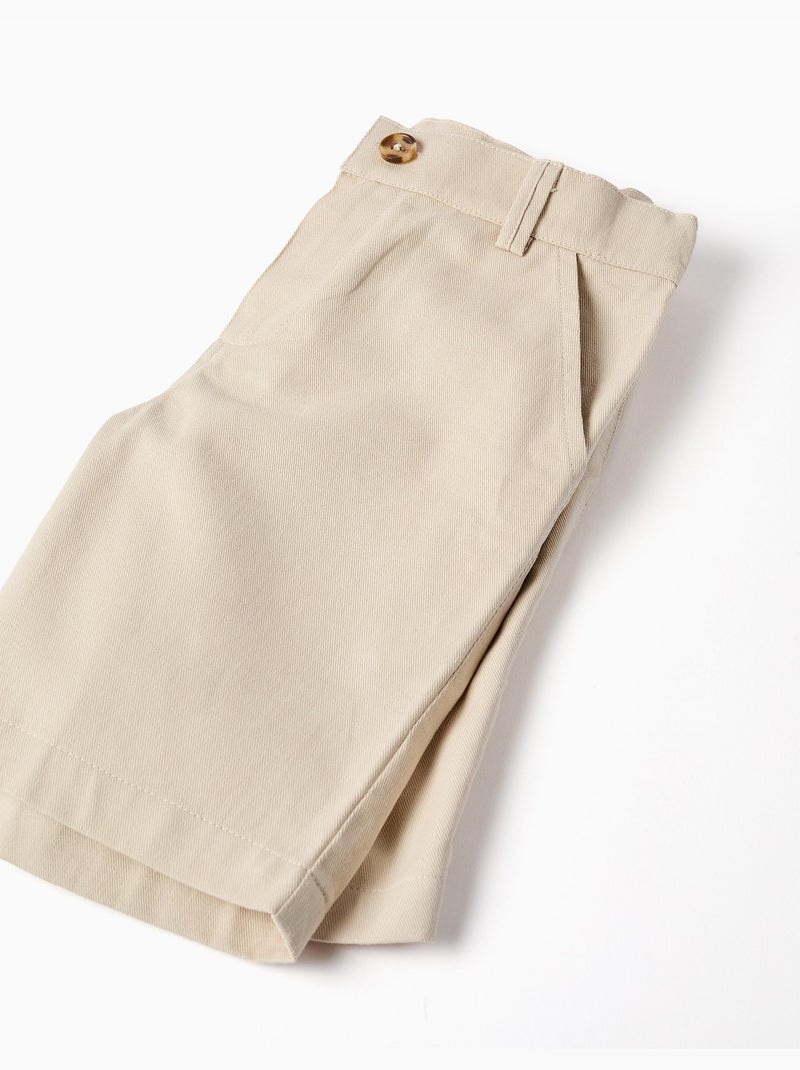 Ensemble chemise à manches courtes et short en coton Beige clair - Kiabi