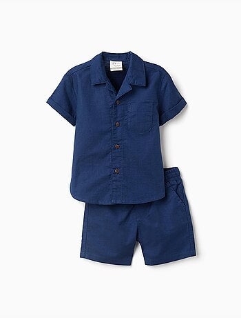 Ensemble chemise à manches courtes et short en coton