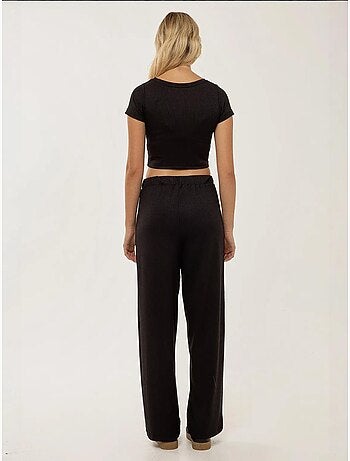 Ensemble chemise courte en tricot et pantalon à ceinture élastique