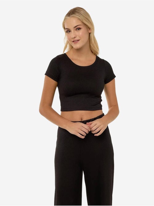 Ensemble chemise courte en tricot et pantalon à ceinture élastique - Kiabi Ensemble chemise courte en tricot et pantalon à ceinture élastique - Kiabi
