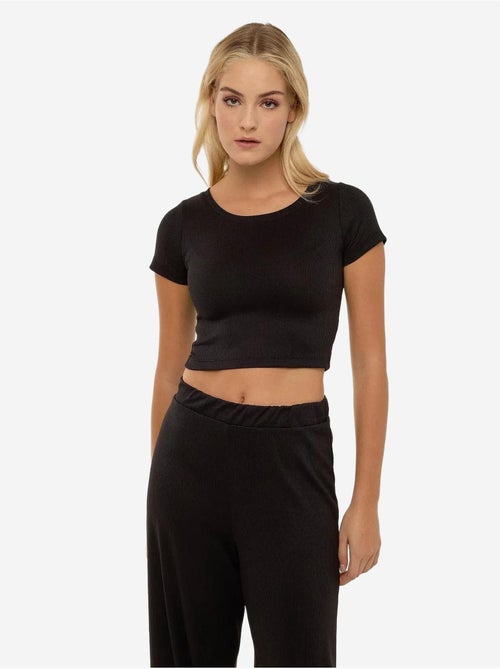 Ensemble chemise courte en tricot et pantalon à ceinture élastique - Kiabi Ensemble chemise courte en tricot et pantalon à ceinture élastique - Kiabi