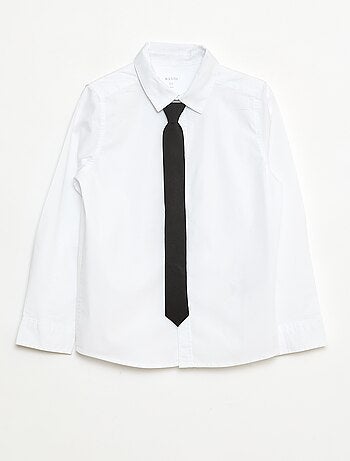 Ensemble chemise + Cravate en popeline à scratch - 2 pièces