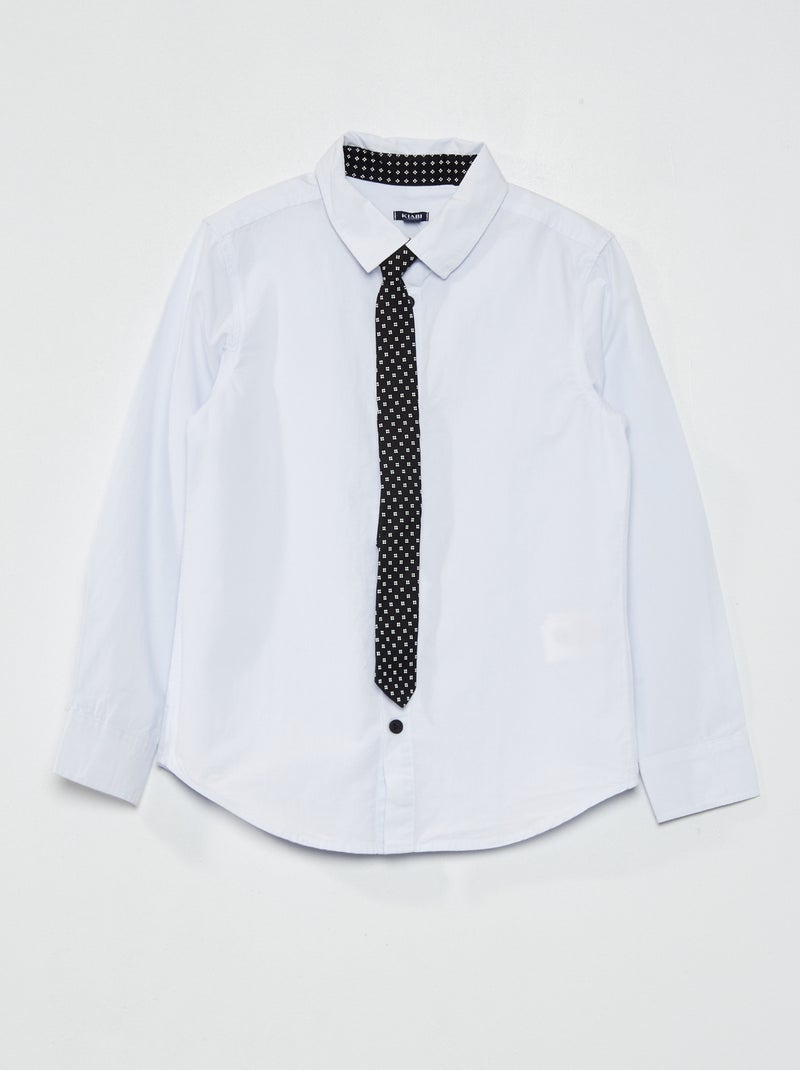 Ensemble chemise en coton + cravate Banc/noir - Kiabi