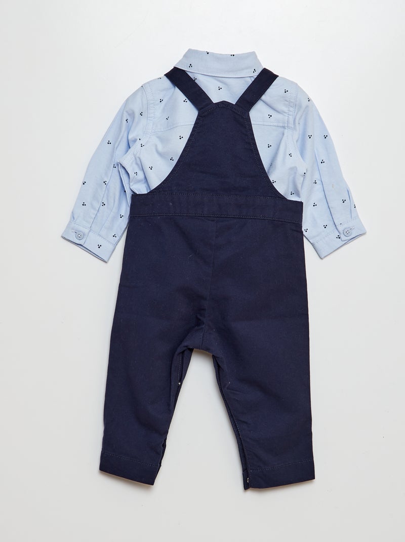 Ensemble chemise en oxford + salopette en twill - 2 pièces Bleu/marine - Kiabi