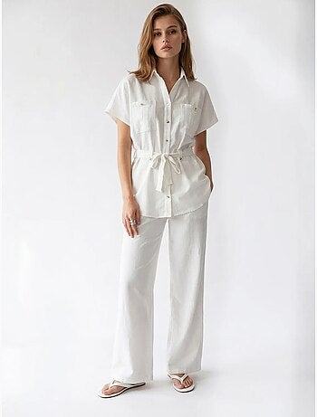 Ensemble chemise et pantalon large en coton mixray
