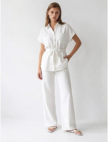 Ensemble chemise et pantalon large en coton mixray